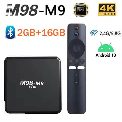 M98-M9 Android TV Box, 4K Ultra HD, Smart Media Streaming Device